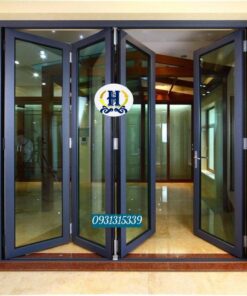 Mẫu cửa trượt 4 cánh nhôm kính đẹp hsp